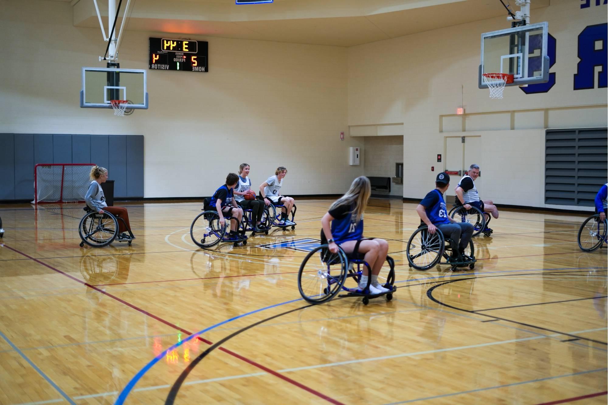 Wheelchair basketball in the Recreation Center